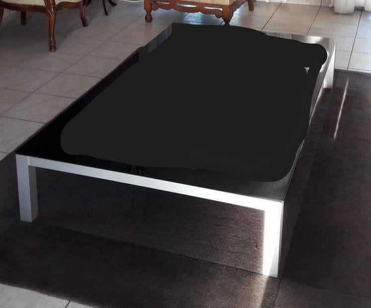 PRACHTIGE SALONTAFEL ITALIAANS DESIGN ZWART GLAZEN BLAD 450, Huis en Inrichting, Tafels | Salontafels, Ophalen, Metaal