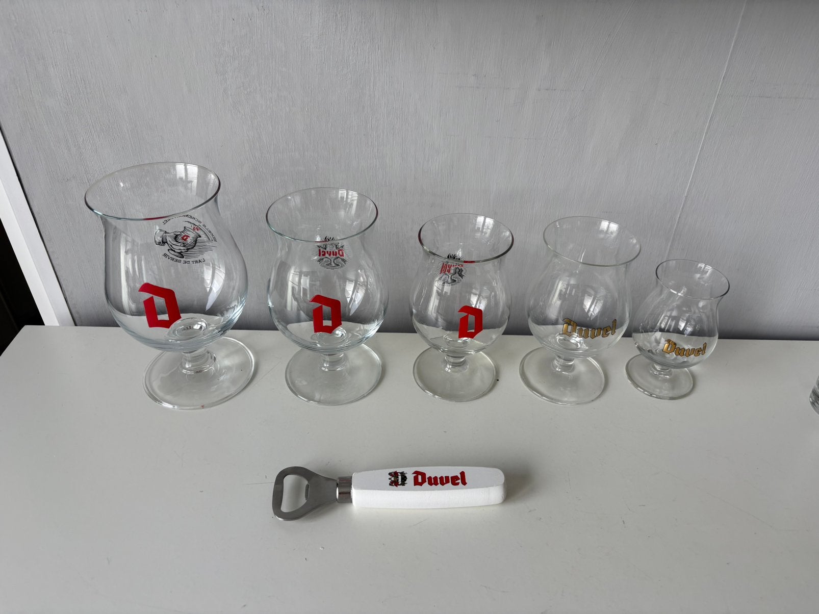 5 glazen en een DUVEL flesopener, Verzamelen, Ophalen of Verzenden, Nieuw