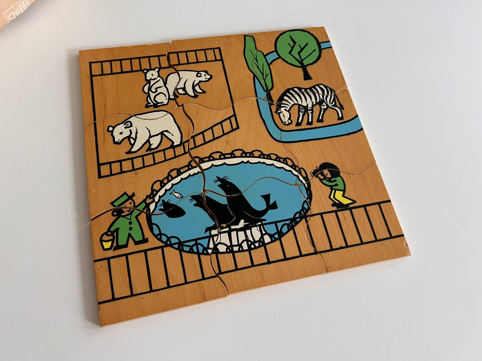Houten oude puzzel, Kinderen en Baby's, Speelgoed | Kinderpuzzels, 2 tot 4 jaar, Gebruikt, Ophalen of Verzenden, Van hout