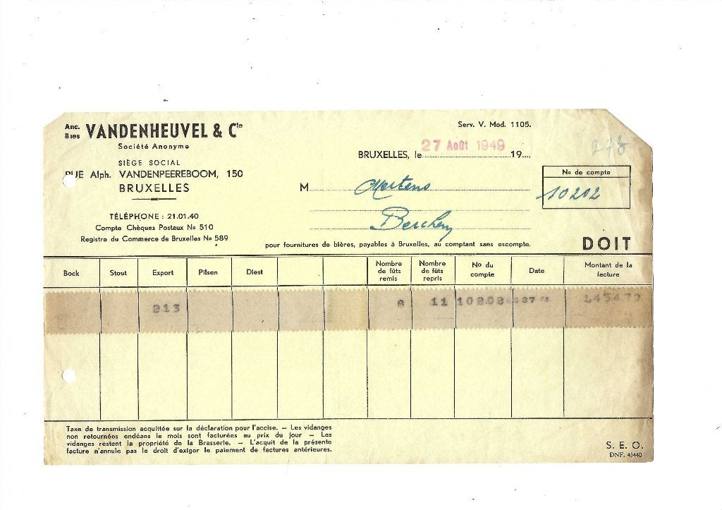 Ancienne facture 1949, Envoi, Utilisé