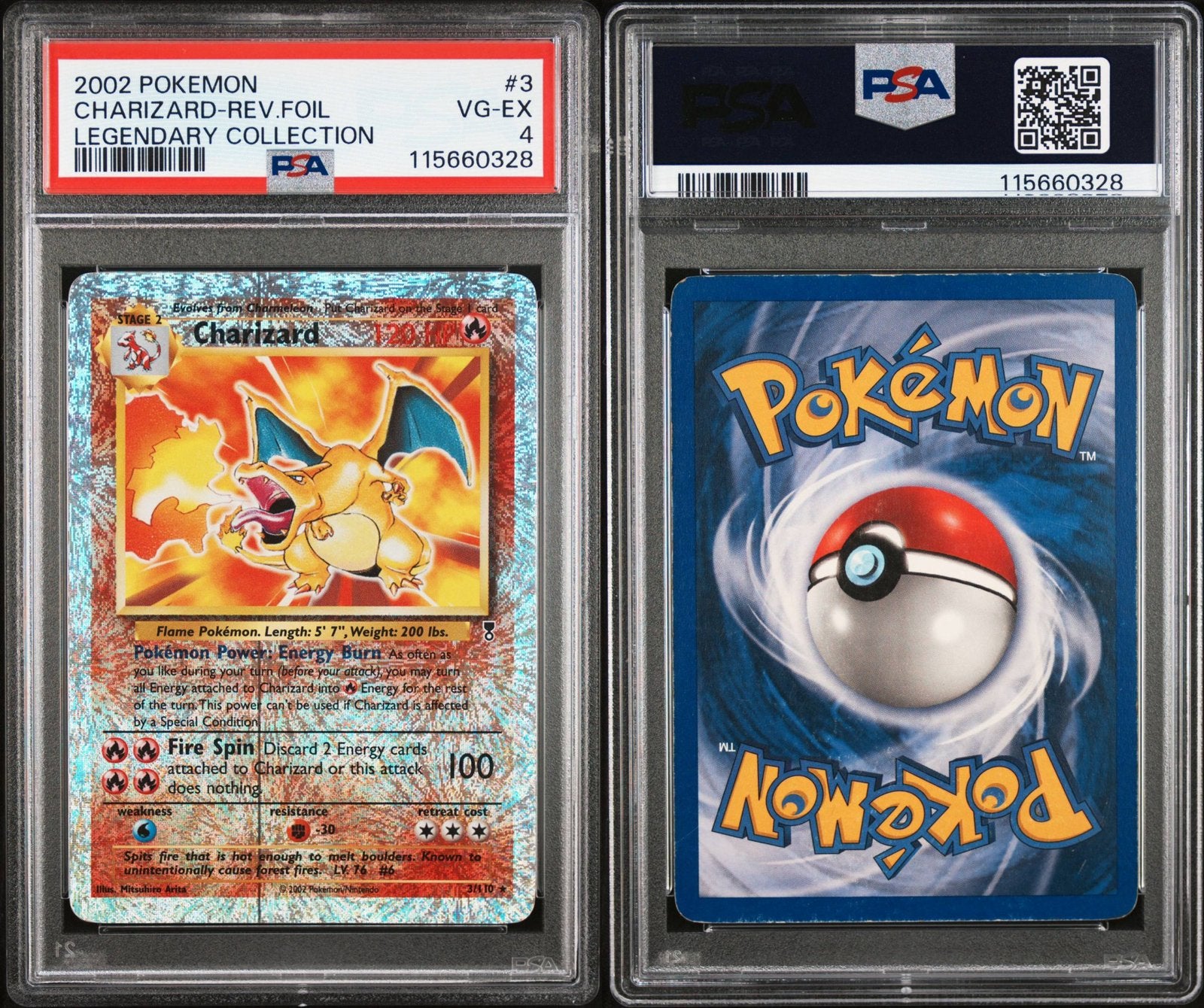 Charizard PSA 4 legendary collection, Hobby en Vrije tijd, Verzamelkaartspellen | Pokémon, Ophalen, Zo goed als nieuw, Foil