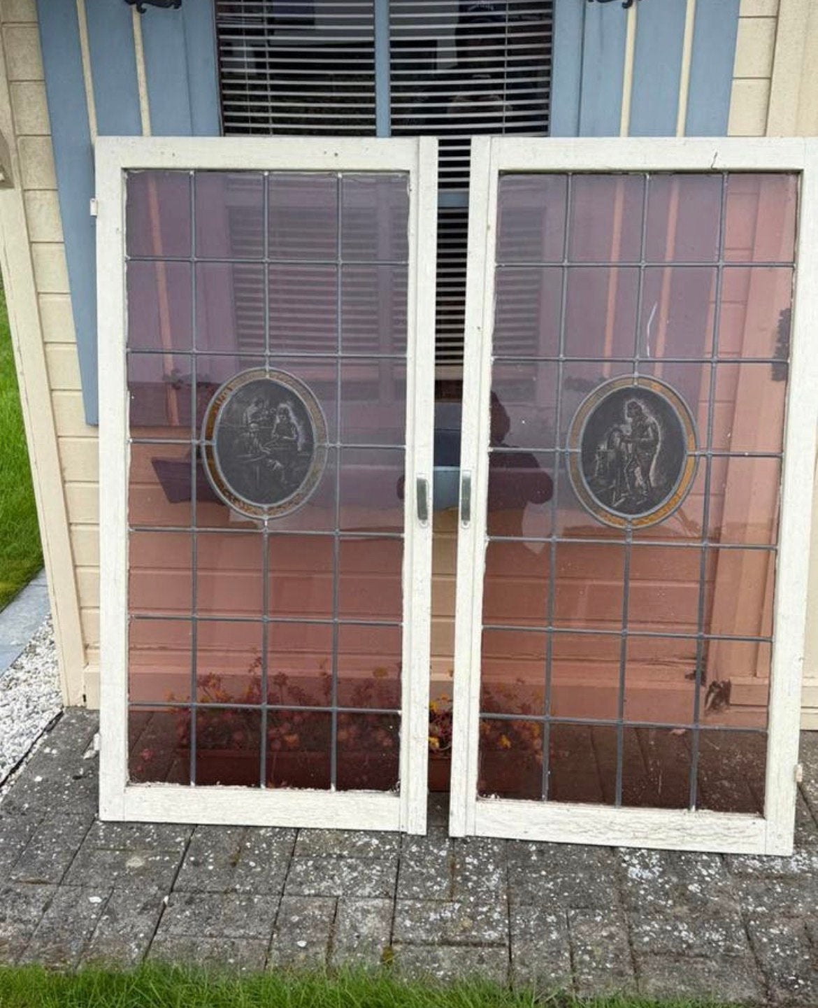 Glas-in-loodraam, Ophalen, Gebruikt, Gevelraam of Ruit, Glas in lood