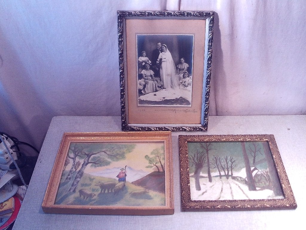 3 Mooie Antieke Houten Fotolijsten - 36x28, Audio, Tv en Foto, Ophalen of Verzenden, Zo goed als nieuw, Met glas, Hout