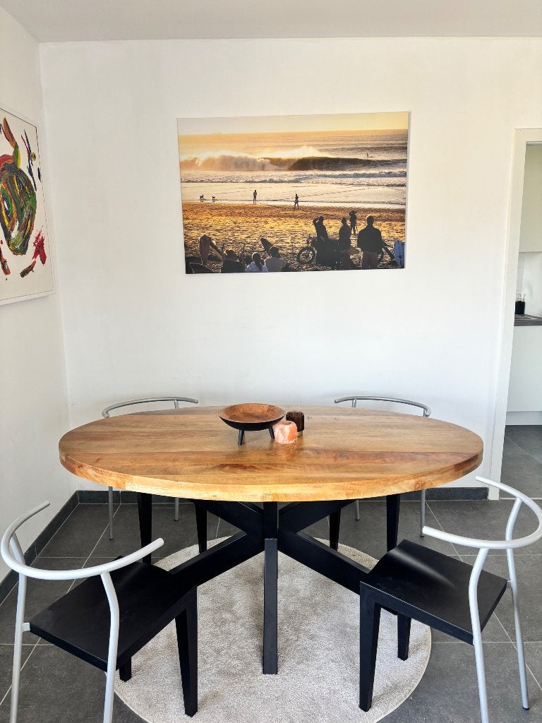 Tafel ovaal mangohout 160, Ophalen, Nieuw, 50 tot 100 cm, 150 tot 200 cm
