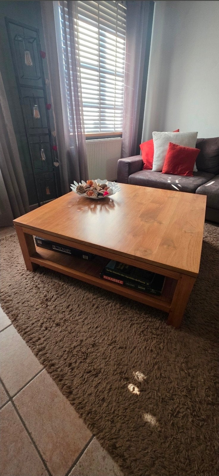 Magnifique table basse carrée en teck – 110 x 110 cm, Maison & Meubles, Enlèvement, Teck