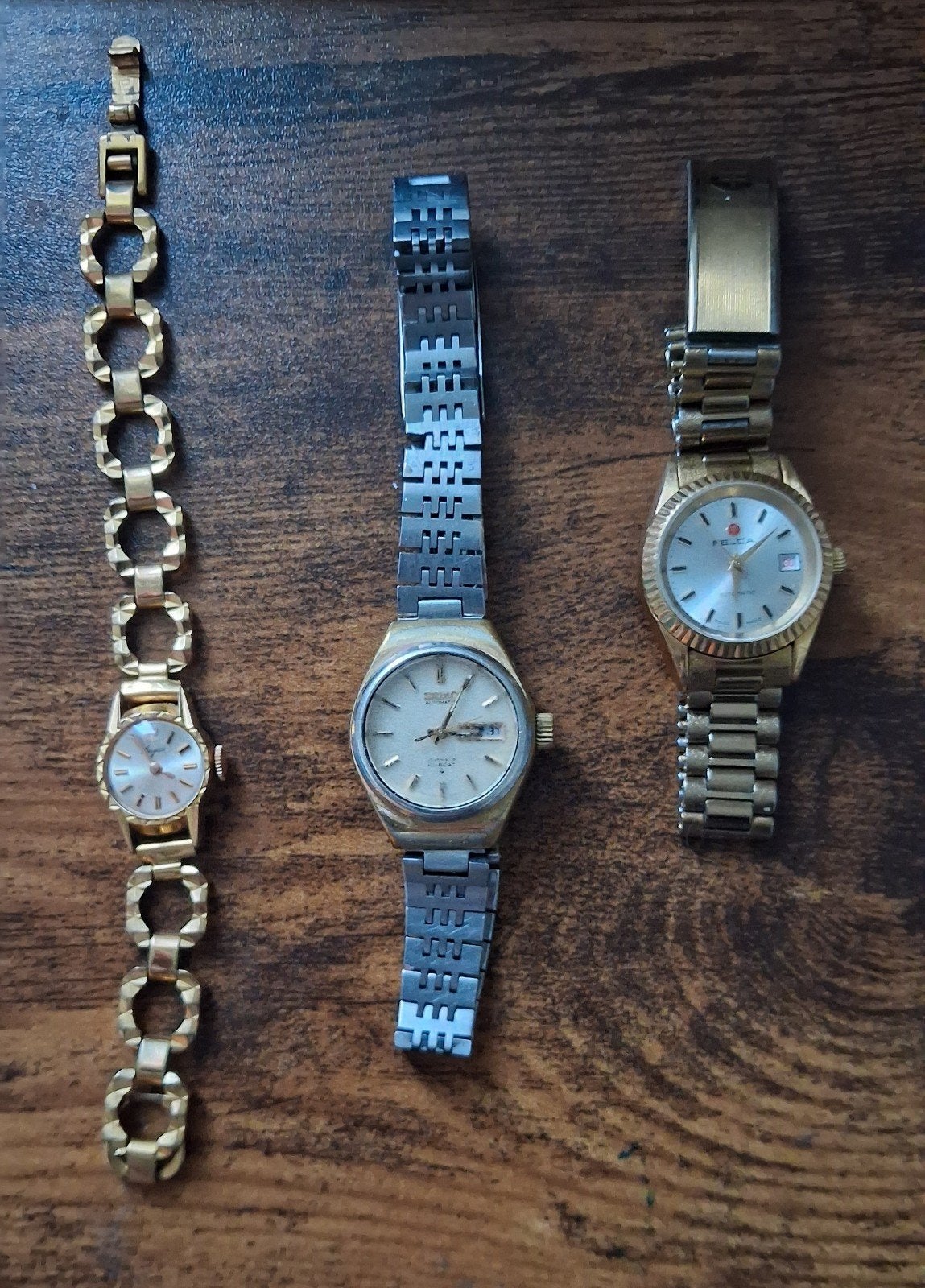 Lot 3 montres vintage Seiko, Felca, Anjax, Plaqué or, Swiss, Bijoux, Sacs & Beauté, Montre-bracelet, Seiko, Enlèvement ou Envoi