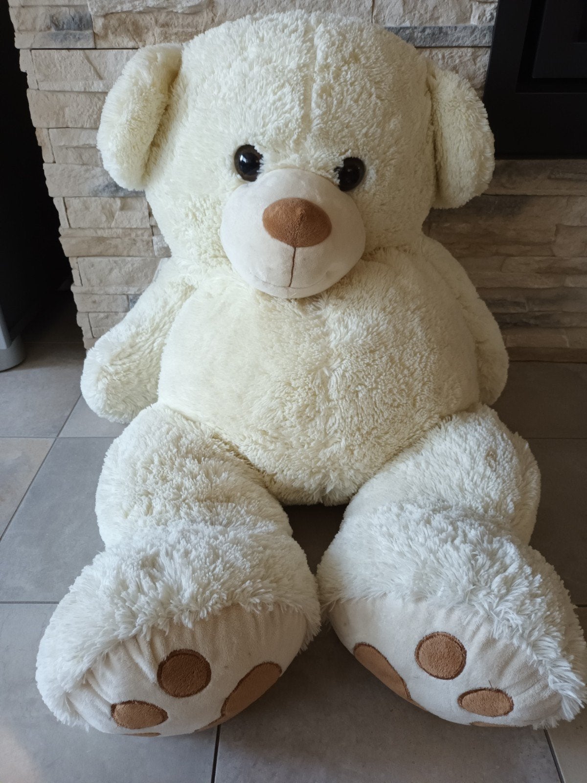 Grote knuffelbeer van 1 meter, Kinderen en Baby's, Speelgoed | Knuffels en Pluche, Ophalen, Beer, Zo goed als nieuw, Beige