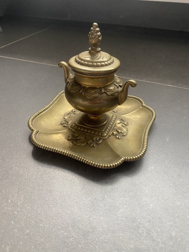 inktpot metaal rond 1900, Antiek en Kunst, Ophalen of Verzenden