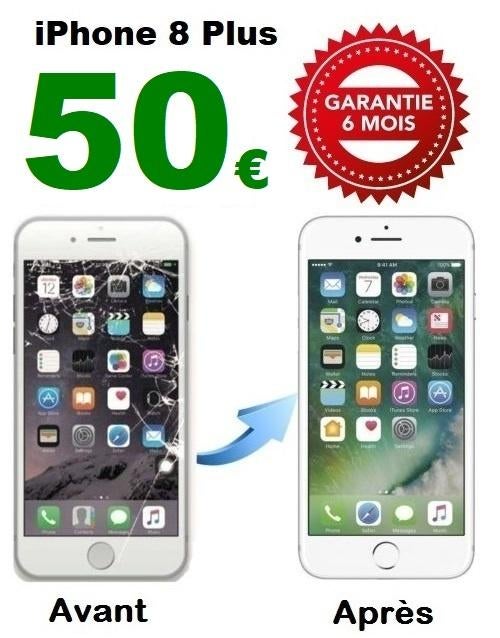 Réparation écran iPhone 8 Plus pas cher à Bruxelles Garantie, Ophalen, Overige typen, Apple iPhone