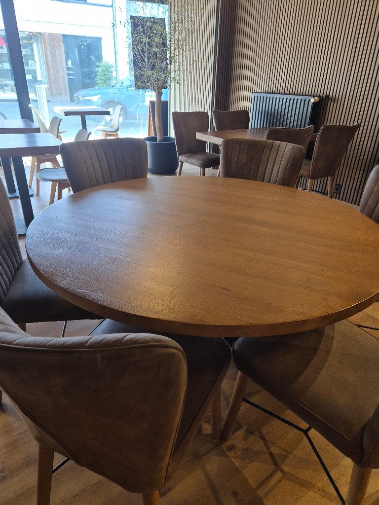 Eiken ronde tafel voor horeca, Enlèvement, Utilisé, Mobilier