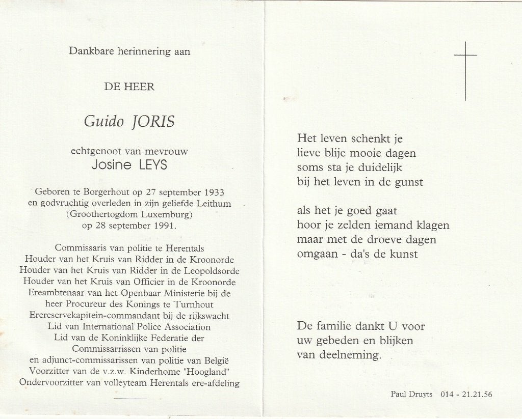 Commissaris Politie Herentals Guido Joris, Verzenden