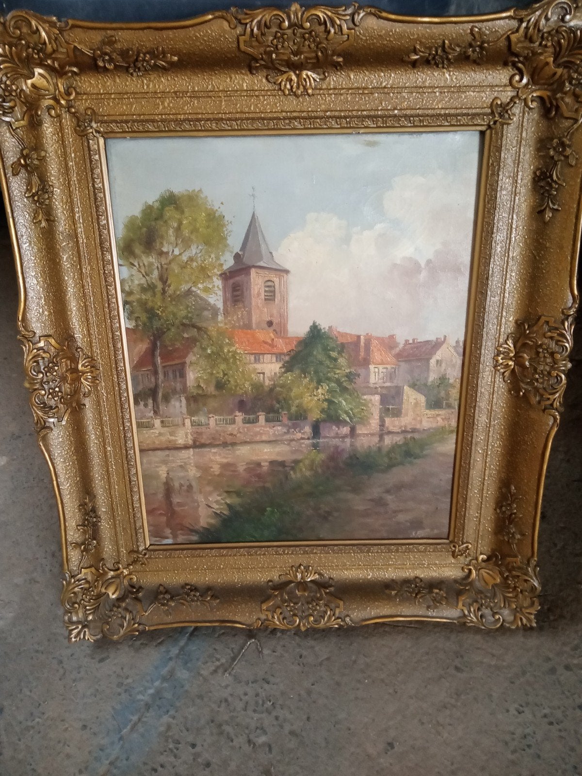Getekende schilderij, Antiek en Kunst, Kunst | Schilderijen | Klassiek, Ophalen, Klassiek, Landschap
