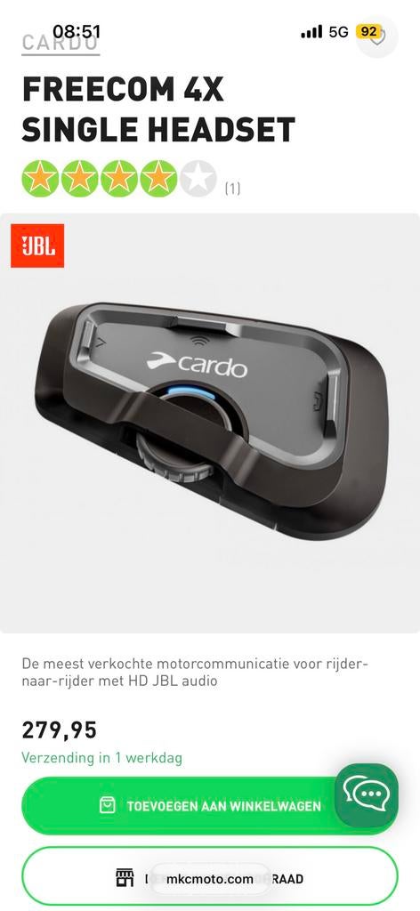 cardo 4x jbl tekoop topstaat amper gebruikt, Enlèvement ou Envoi, Comme neuf