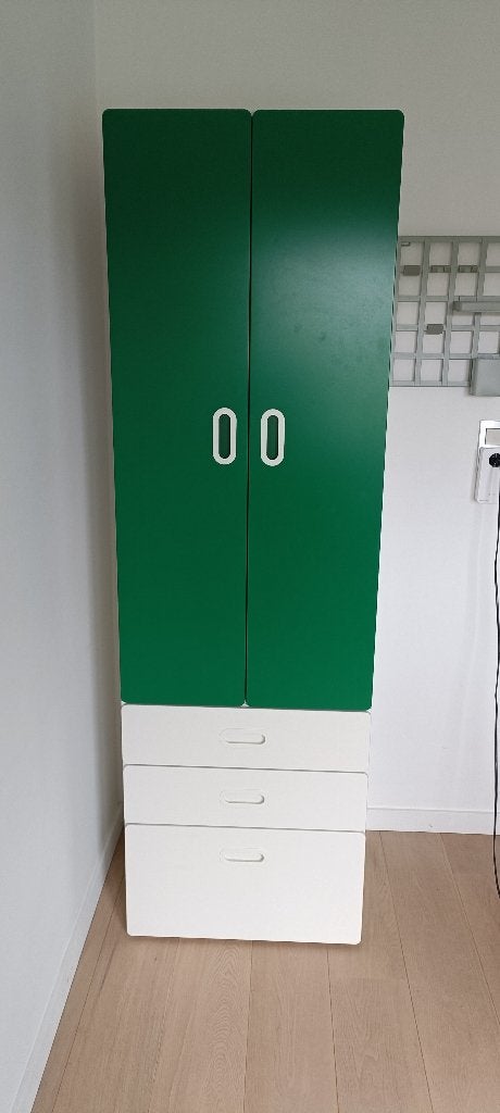 Kledingkast, wit/groen, 60x50x192 cm, IKEA STUVA / FRITIDS, Avec tiroir(s), 25 à 50 cm, Utilisé, 50 à 100 cm