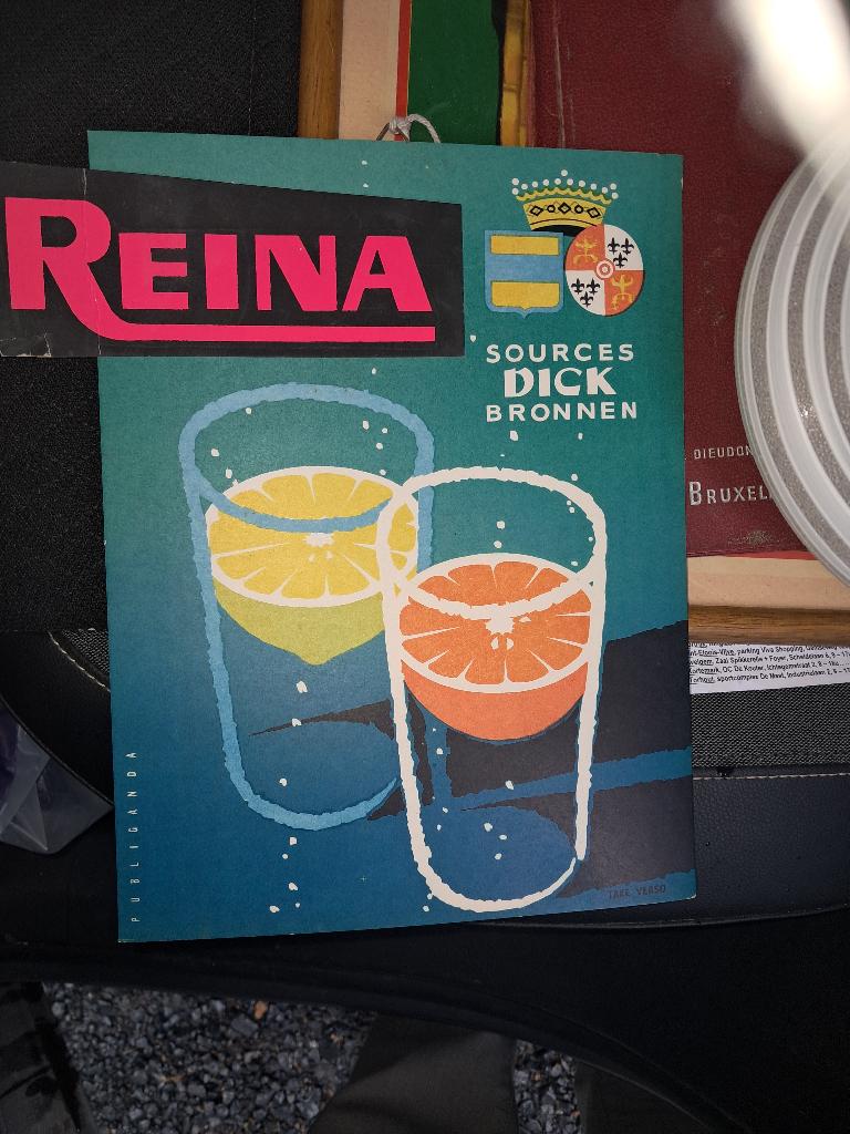 Kartonnen Reina reklame bord Dick Bronnen jaren 70, Rechthoekig Staand, A4 of kleiner, Ophalen of Verzenden, Zo goed als nieuw