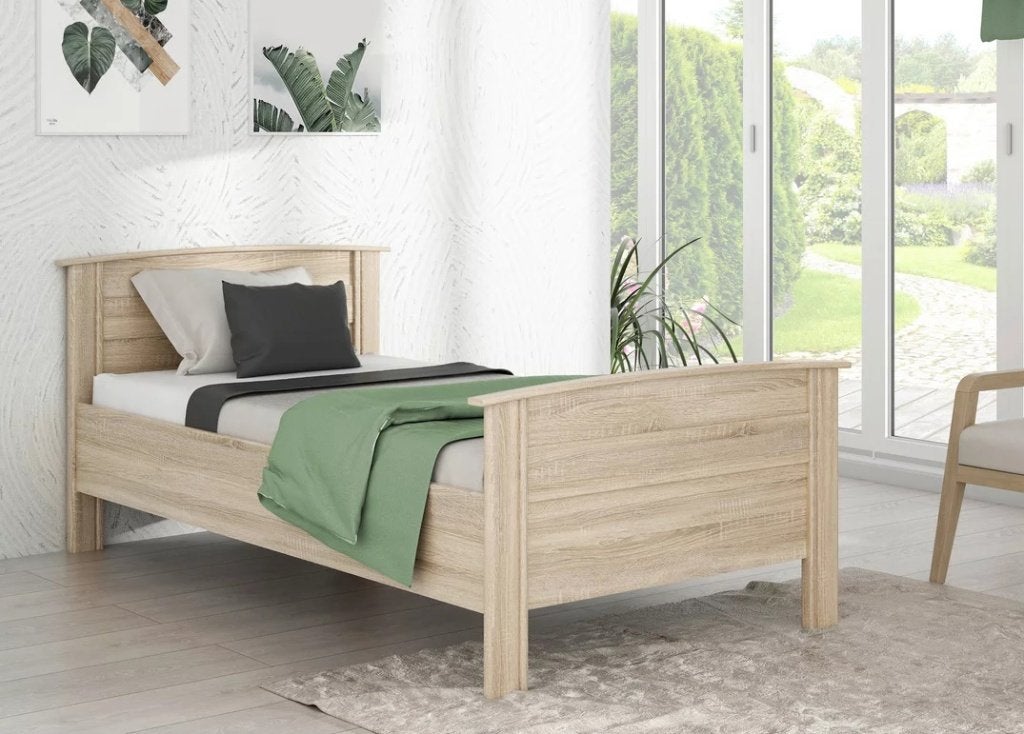 Senioren bed 100 x 200 cm met instelbare lighoogte., Huis en Inrichting, Slaapkamer | Bedden, 100 cm, Eenpersoons, Bruin, Verzenden