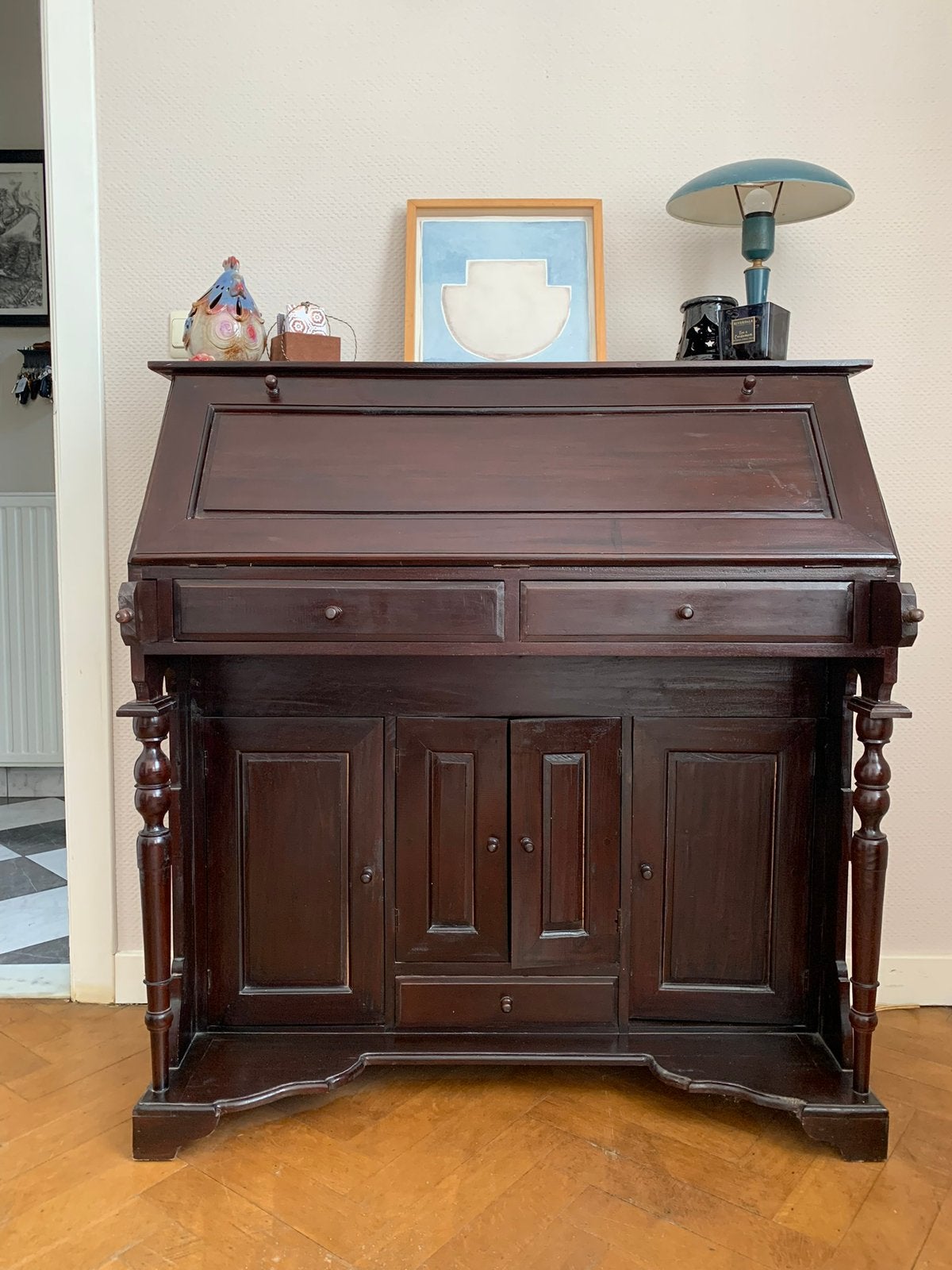 Vintage schrijftafel / secretaire, Ophalen, Gebruikt, Vintage