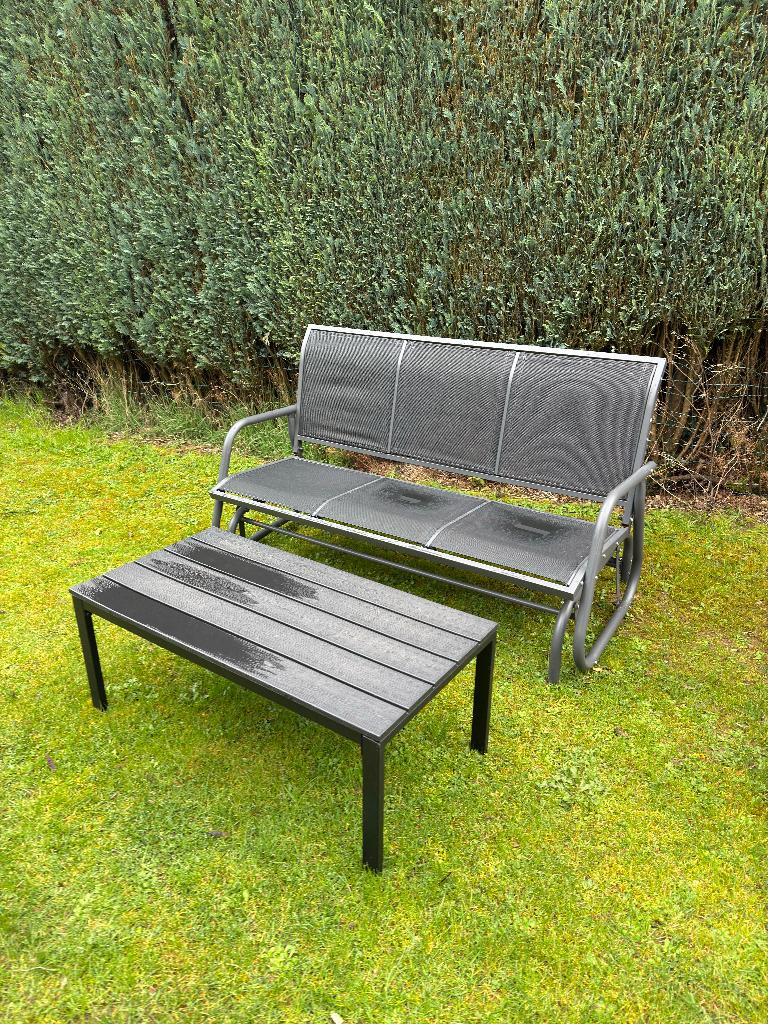 Banc de jardin + table basse extérieure, Enlèvement, Comme neuf, Métal