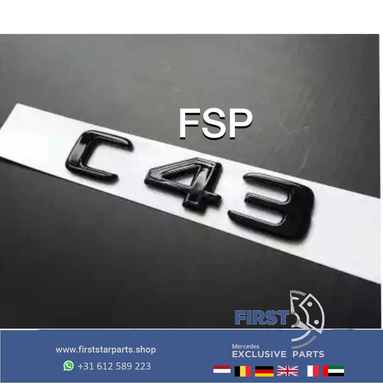 C43 LETTERS Mercedes W205 43 AMG LOGO ZWART EMBLEEM  Mercede, Arrière, Utilisé, -, -