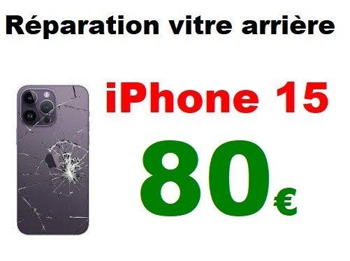 Remplacement vitre arrière iPhone 15 pas cher 80€, Enlèvement, Apple