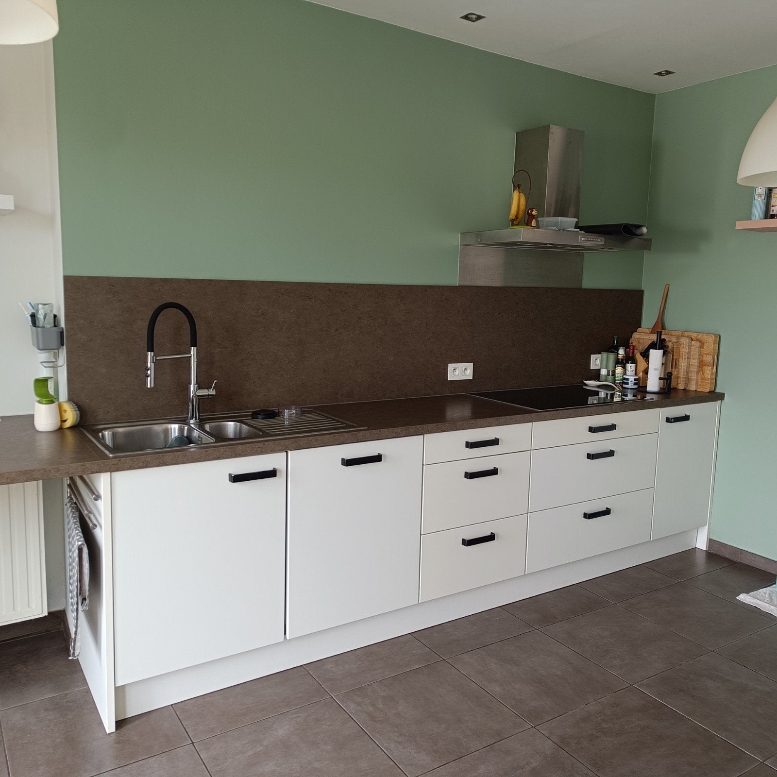 Keuken met werkblad en spatwand (325cm), Ophalen, Gebruikt, Wit, Enkelwandige keuken