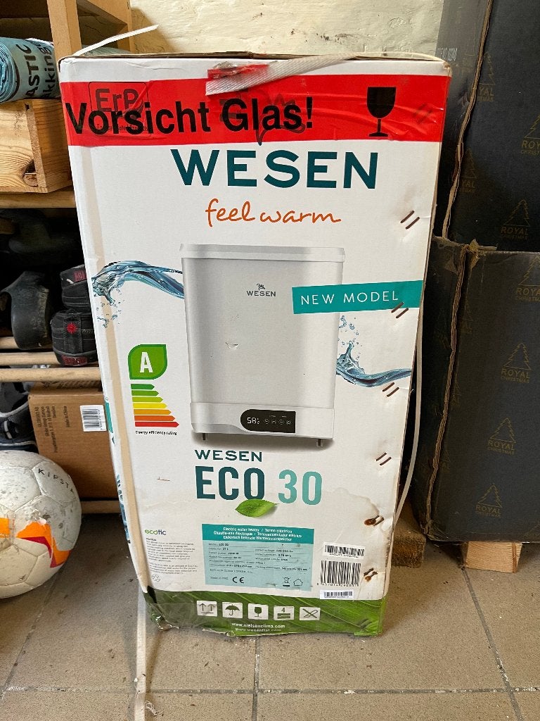 Wesen ECO Verticale elektrische boiler 30L, Doe-het-zelf en Bouw, 20 tot 100 liter, Ophalen, Nieuw, Boiler