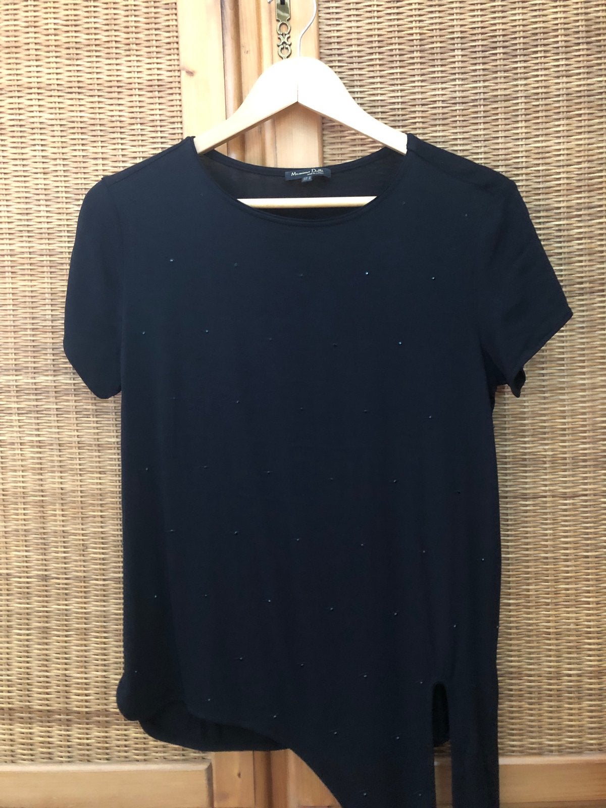 Zwarte top met steentjes Massimo Dutti maat M - viscose, Maat 38/40 (M), Massimo Dutti, Zwart, Ophalen of Verzenden