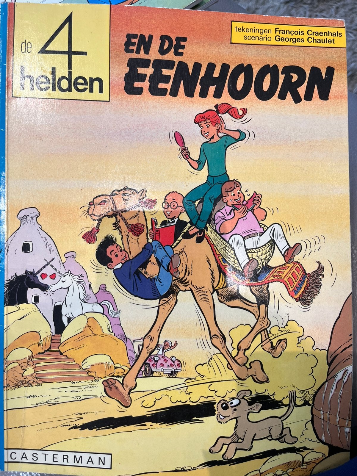 De 4 helden en de eenhoorn, Eén stripboek, Ophalen of Verzenden, Zo goed als nieuw