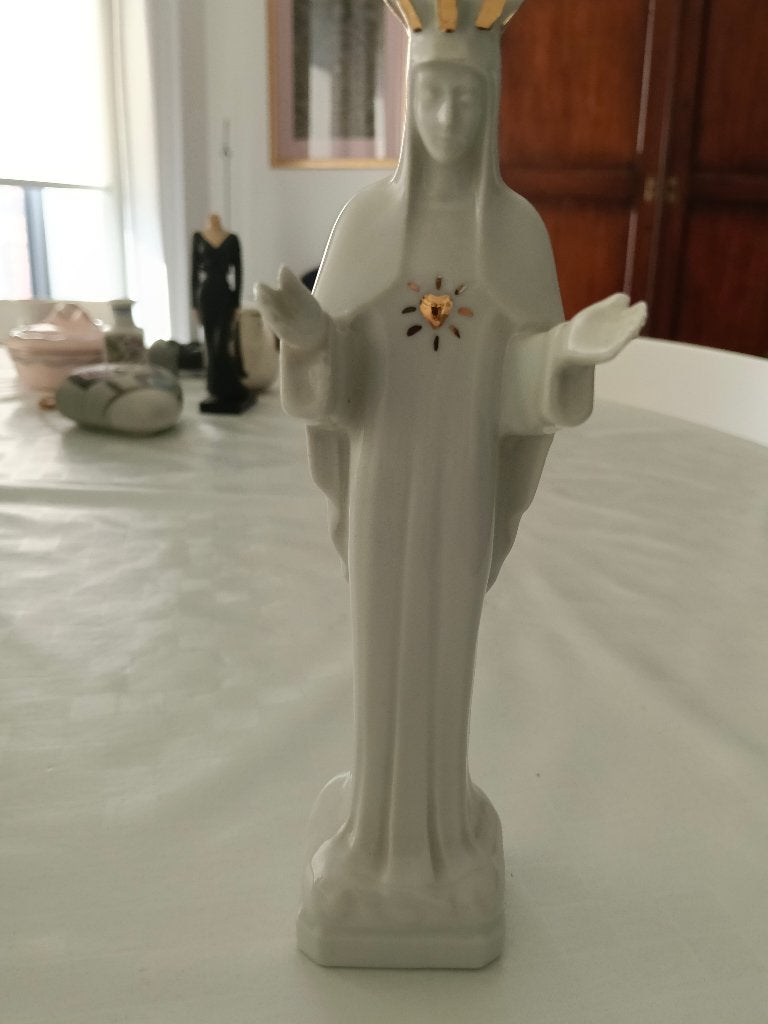 Lieve Vrouw H.Hart beeld in wit porcelein, Verzamelen, Beelden en Beeldjes, Ophalen, Gebruikt