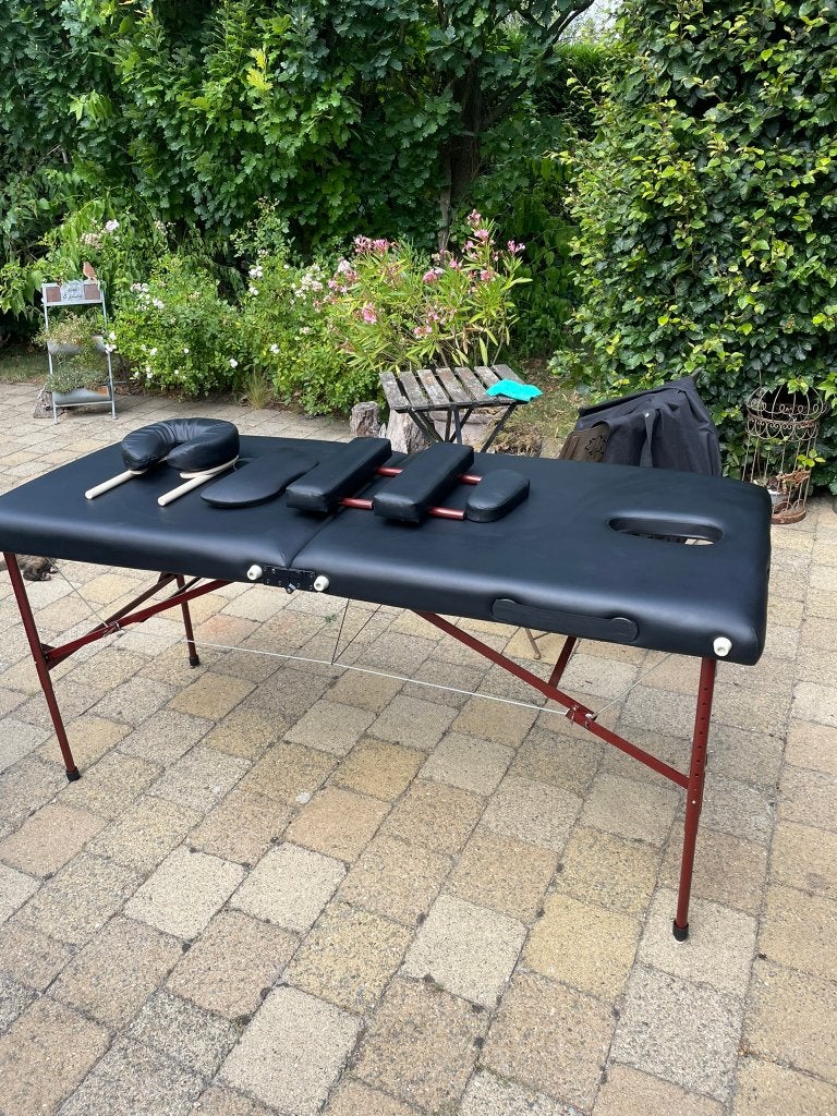 Opvouwbare en verplaatsbare massagetafel, met accessoires, Ophalen, Zo goed als nieuw, Massagetafel