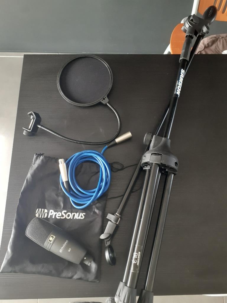 Presonus m7 microfoon + statief Samson + popfilter, Ophalen of Verzenden, Zo goed als nieuw, Studiomicrofoon