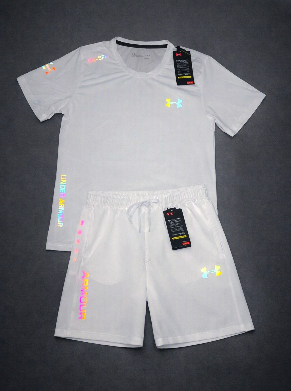 Ensemble Under Armour Running Short + T-Shirt Blanc, Ophalen of Verzenden, Zo goed als nieuw