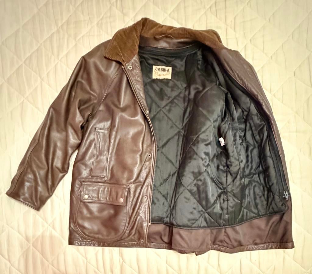 Veste moto SOUBIRAC En cuir véritable . Doublure amovible, Enlèvement ou Envoi, Hommes