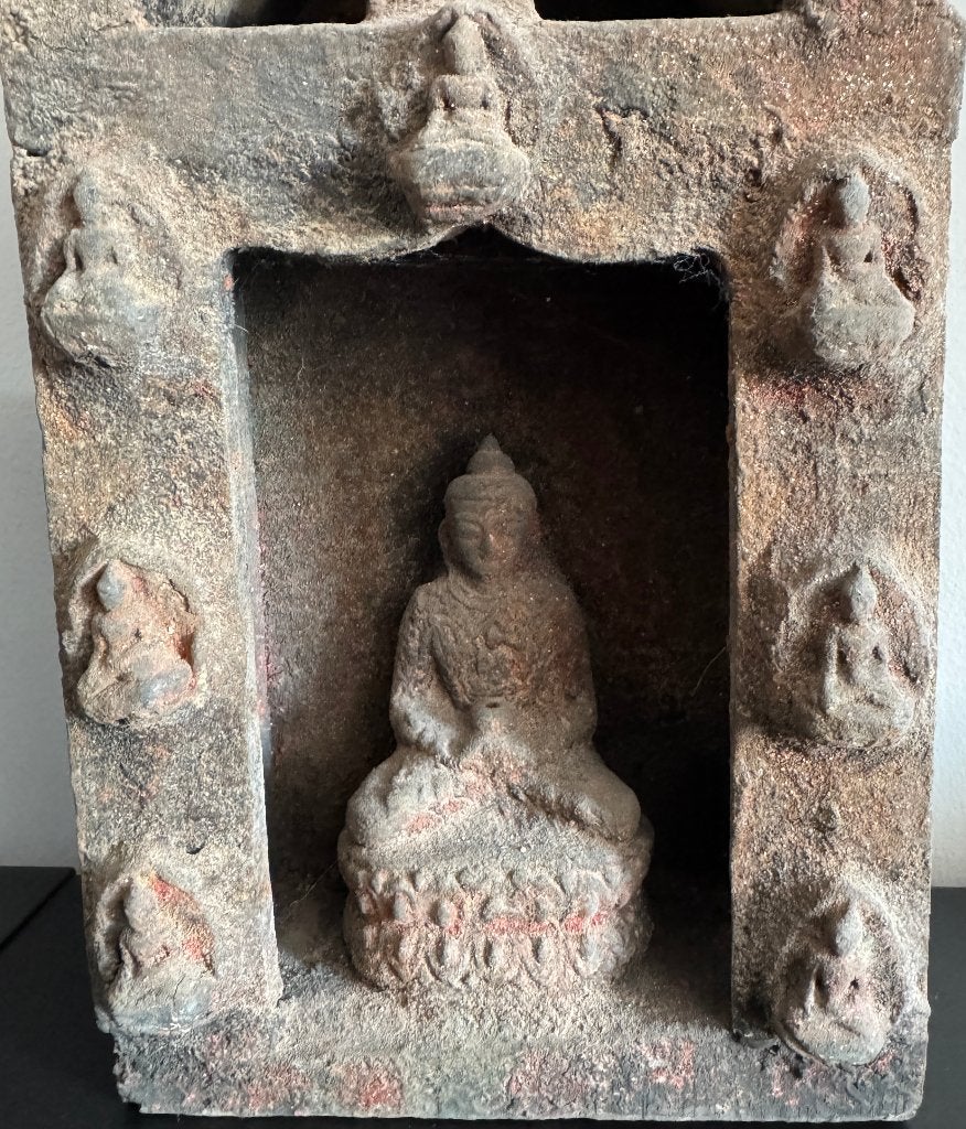 Ancien Autel de Maison en Bois Sculpté avec Bouddha - Népal, Antiquités & Art, Bois, Fait main, 37 cm, Autres origines