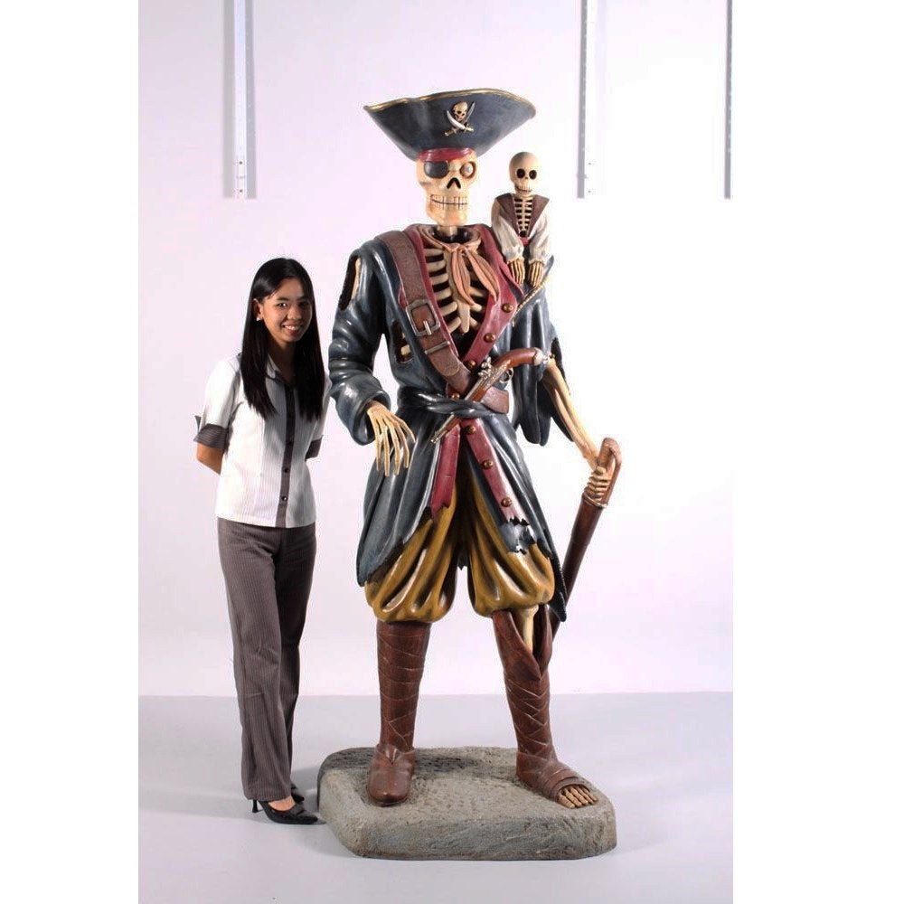 Statue de pirate 198 cm  statue squelette de pirate réaliste