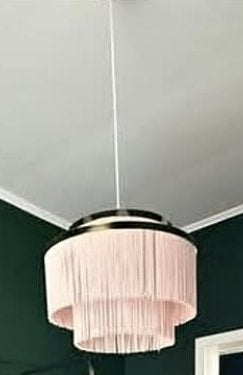 Lampe suspensions avec franges en rose, Ophalen, Zo goed als nieuw