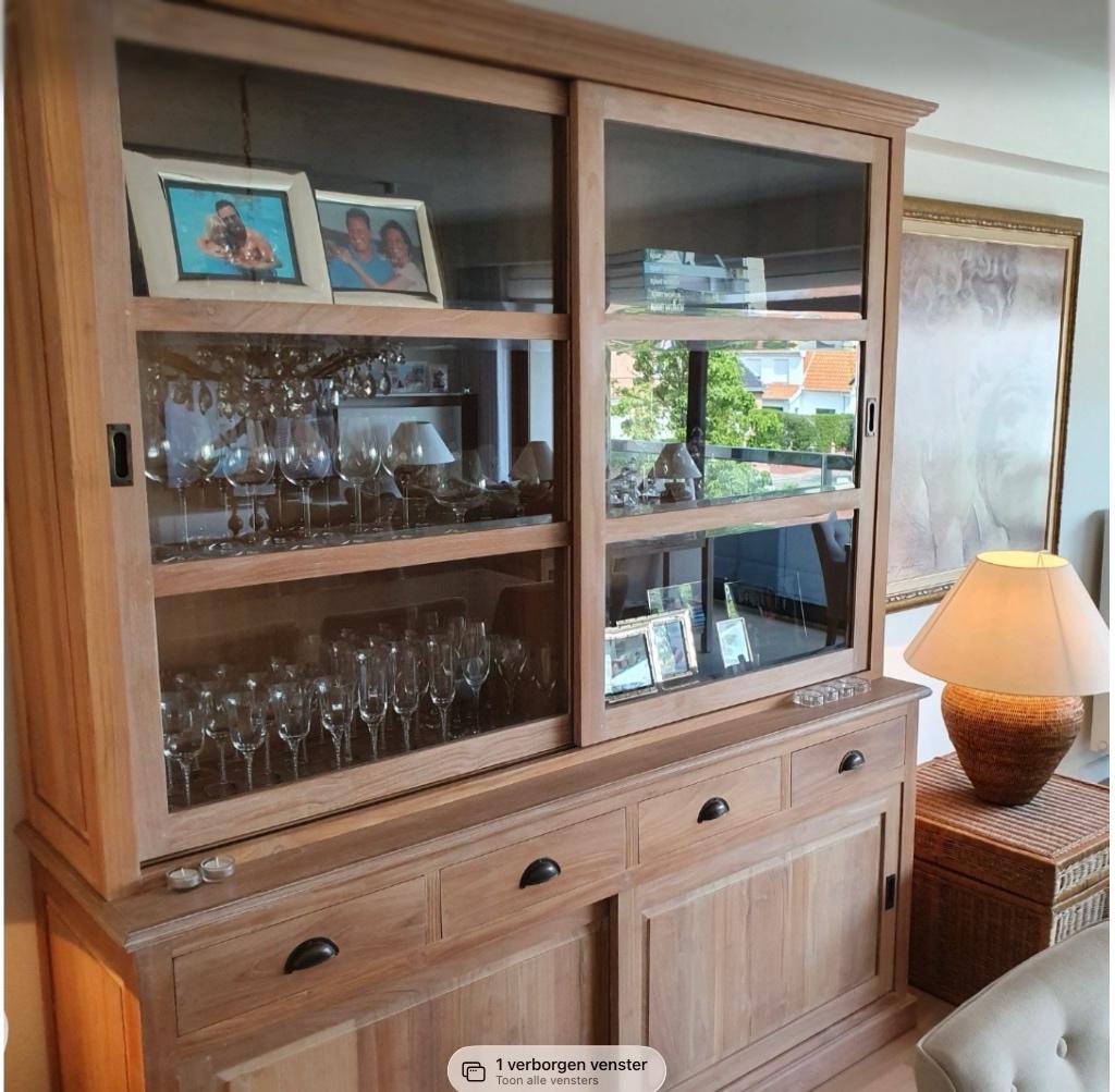 Kasten tafel schemerlampen, Ophalen, Met plank(en), 200 cm of meer, Teakhout