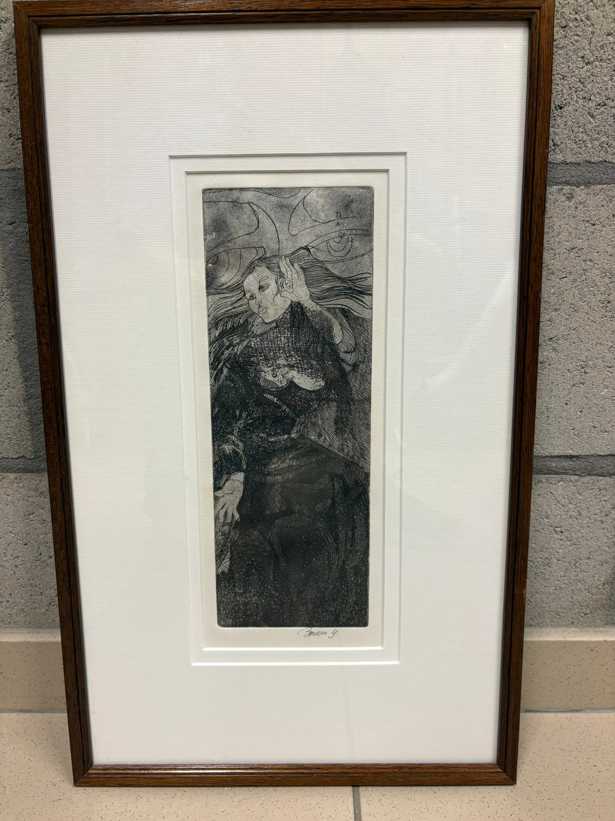 Prachtige Surrealistische Ets van Kunstenaar "Brion Y", Antiek en Kunst, Kunst | Litho's en Zeefdrukken, Ingelijst, Ophalen of Verzenden