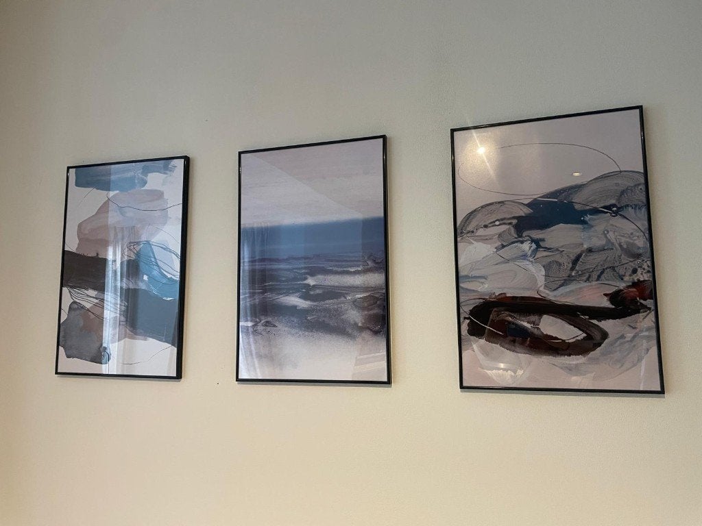 Drie ingekaderde posters, Ophalen, Rechthoekig Staand, Met lijst, Nieuw