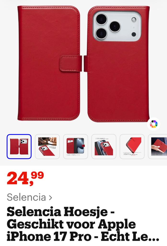 Rood gsm hoesje Iphone 17 pro., Ophalen, Nieuw, Rood, Flipcase