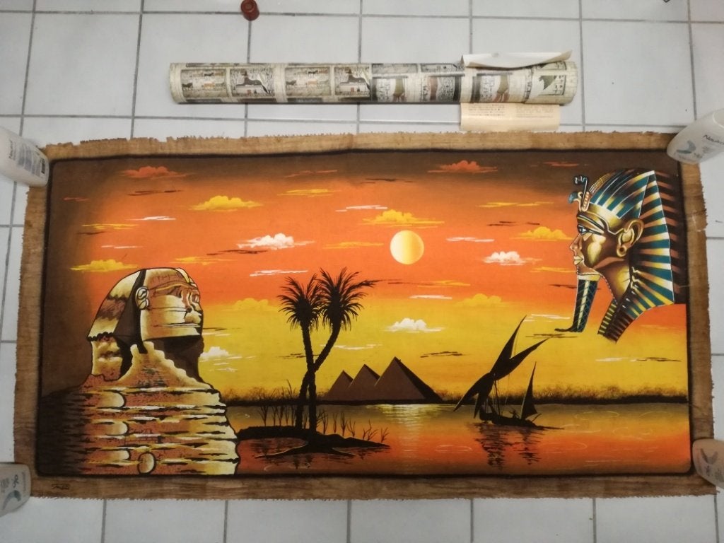Beau dessin sur papyrus, acheté en Égypte -Nouveau-, Antiquités & Art, Art | Art non-occidental, Afrique, Enlèvement ou Envoi