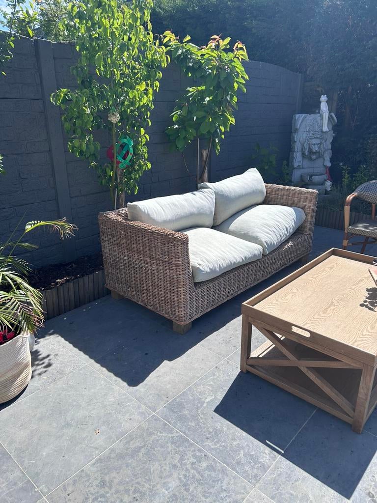 Zware rotan 2 zit zetel, Jardin & Terrasse, Ensembles de jardin, Utilisé, Sets de jardin, Rotin, 2 places, Banque, Enlèvement