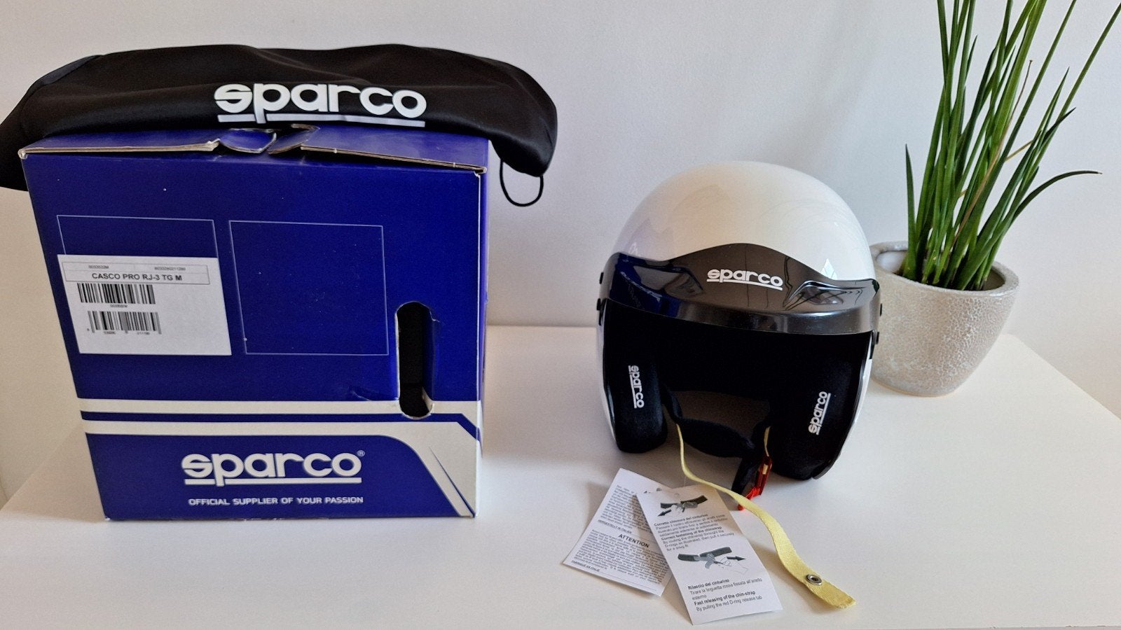 Sparco casco PRO RJ-3 tg M HANS racehelm: nieuw, in doos, Auto diversen, Raceauto's