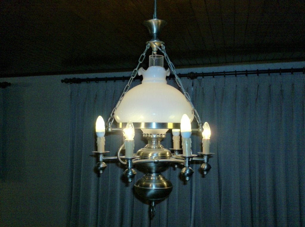LUSTRE EN ÉTAIN, Klassiek, Verre, Enlèvement, Utilisé