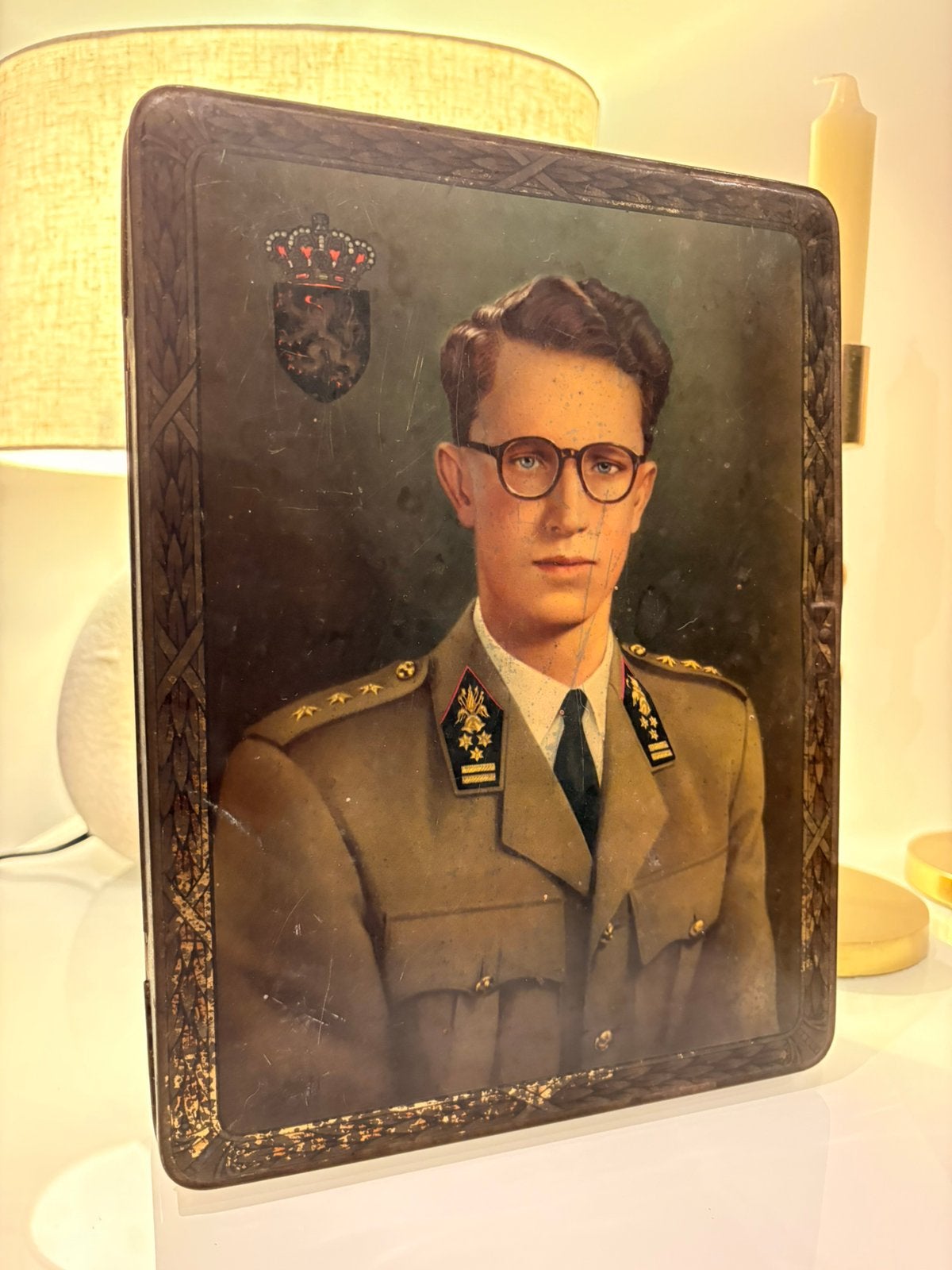 Bijzondere vintage/antieke Belgische metalen verzameldoos, Ophalen of Verzenden