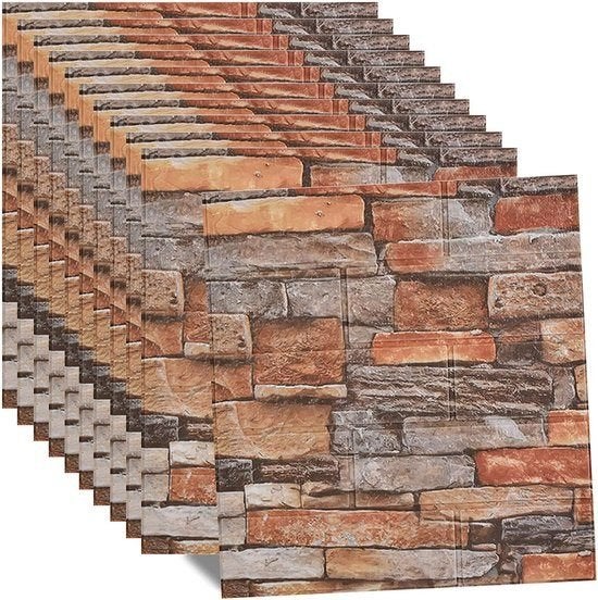 3D wandpanelen rotsrood, 10 stuks, 35 x 38,5 cm, Ophalen, Nieuw, Overige materialen
