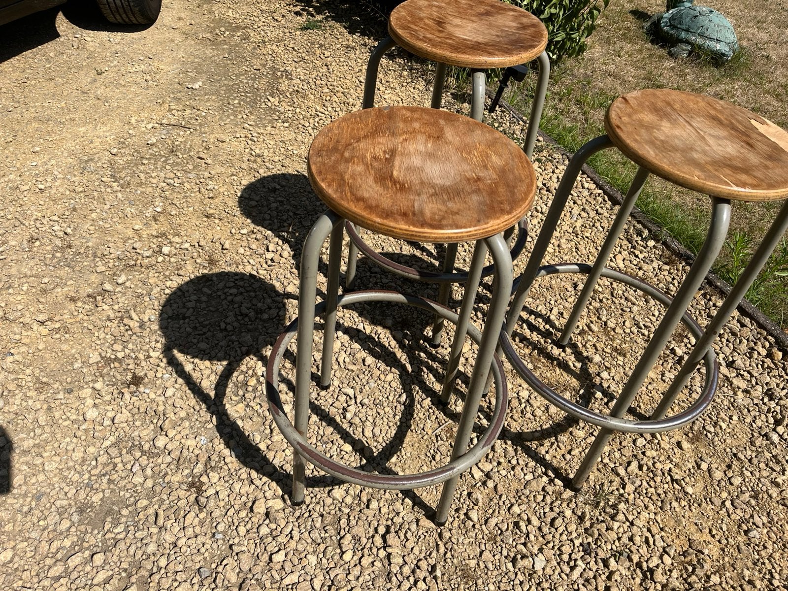 3 unieke oude retro labo barkrukken, Enlèvement, Comme neuf