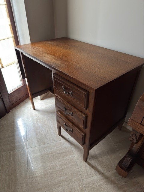 Eiken bureau, Ophalen, 60 cm, Antiek, Bruin