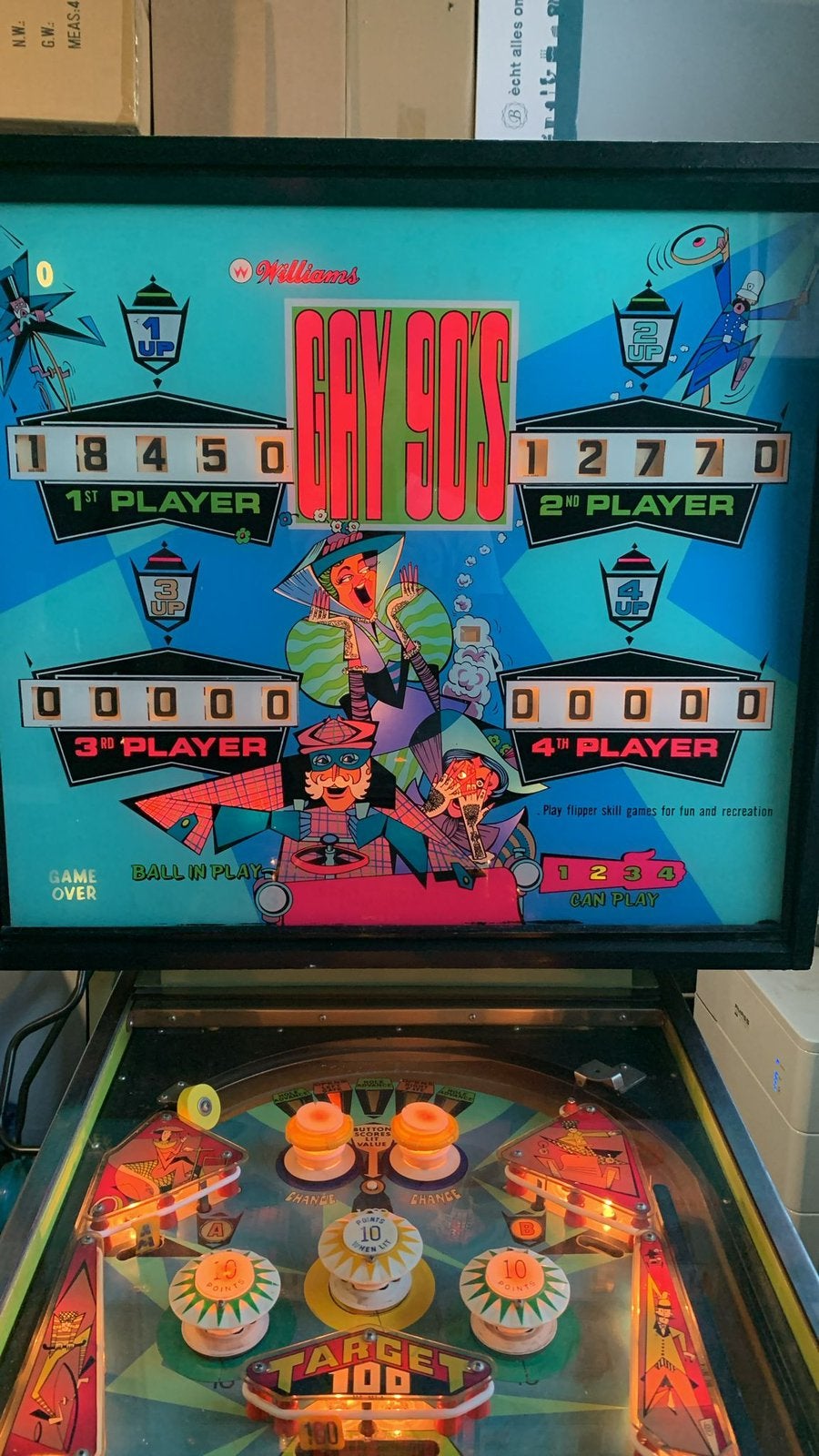 GAY 90’s Williams flipperkast, Verzamelen, Automaten | Flipperkasten, Ophalen, Zo goed als nieuw, Flipperkast, Williams