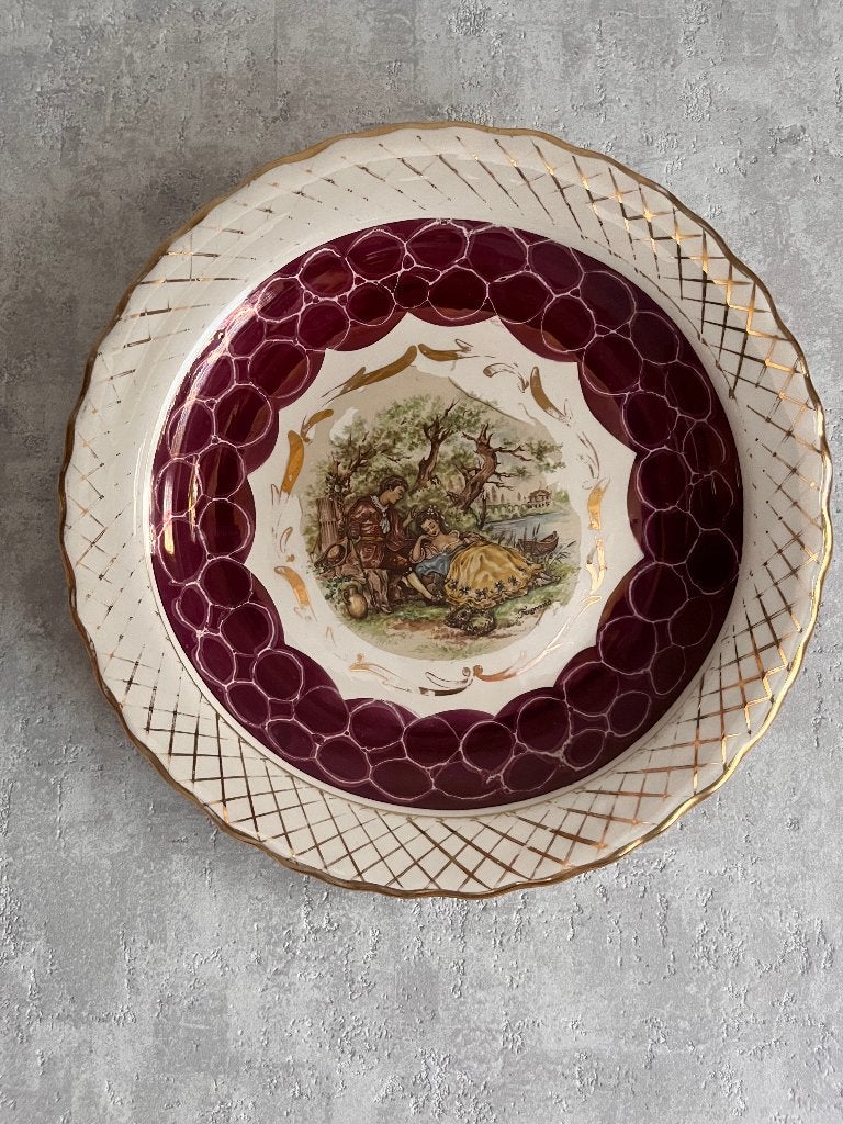 Decoratief wandbord "Fragonard" — romantisch tafereel, Antiek en Kunst, Antiek | Wandborden en Tegels, Ophalen